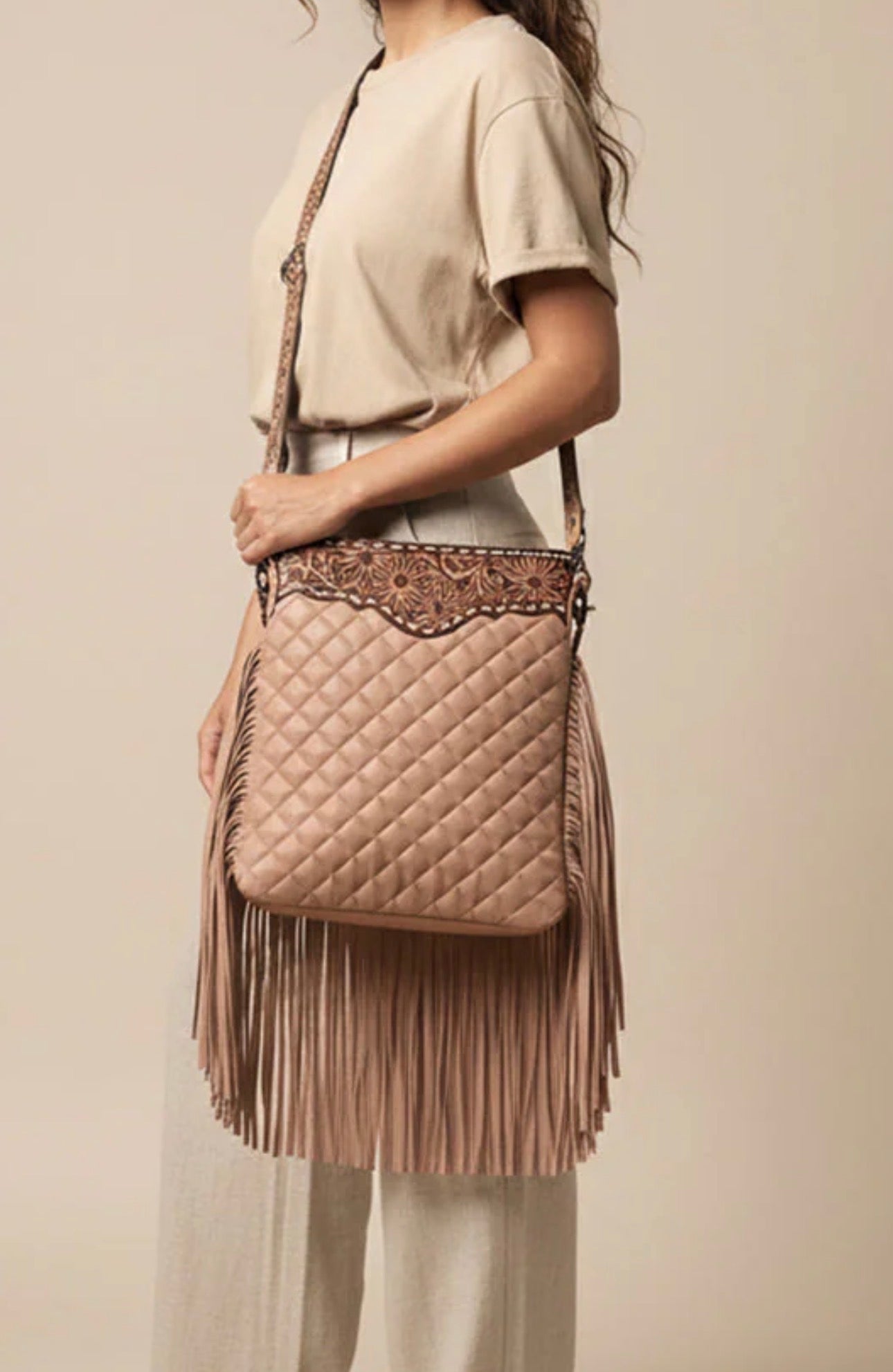 American Darling Quilted Fringe Crossbody