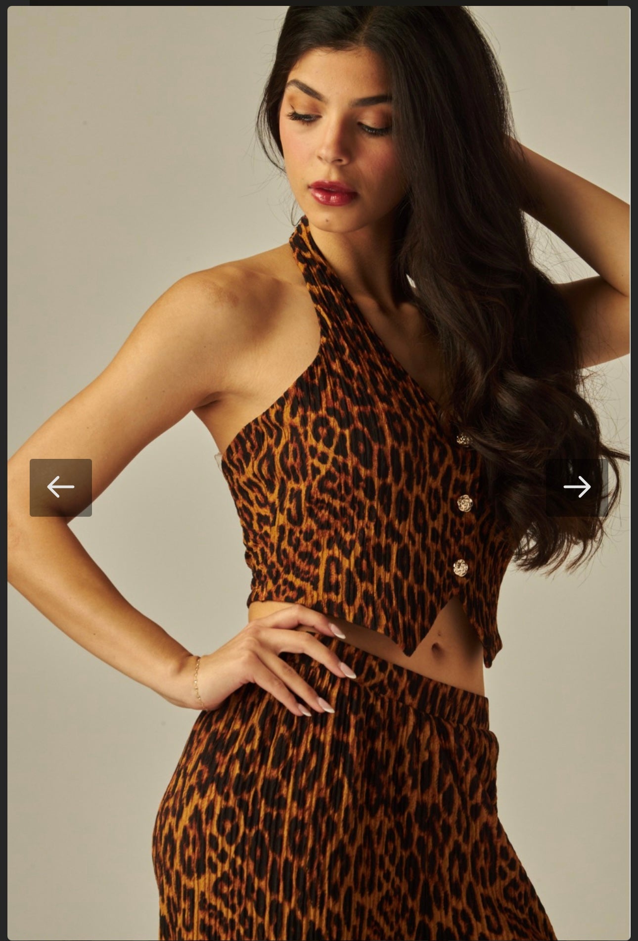 Leopard Crinkled Plisse Vest 2pc Pant Set