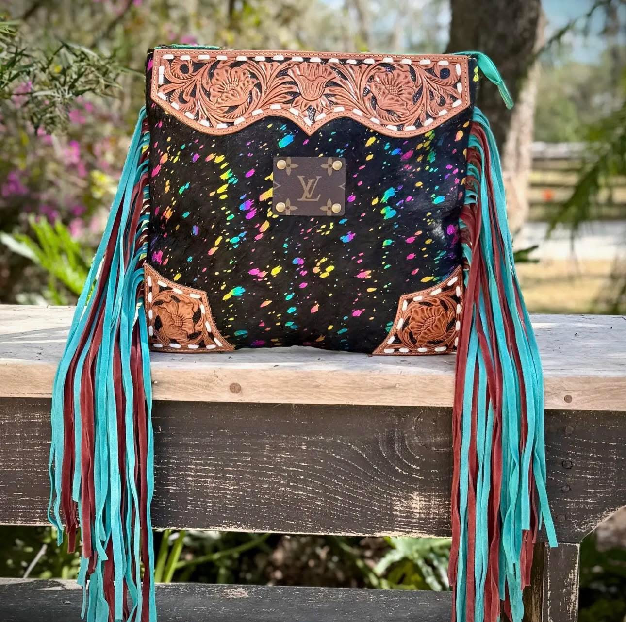 Upcycled LV Cowhide Leather Crossbody Bag