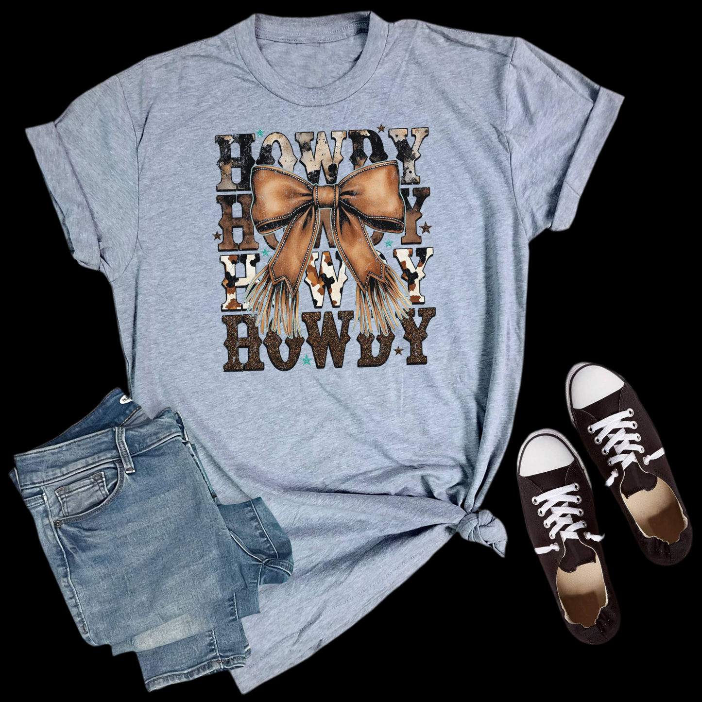 Western Howdy Cowgirl Bow Graphic Tee