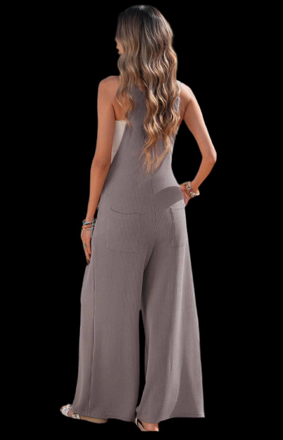Corded Ajustable Straps Wide Leg Loose Overall