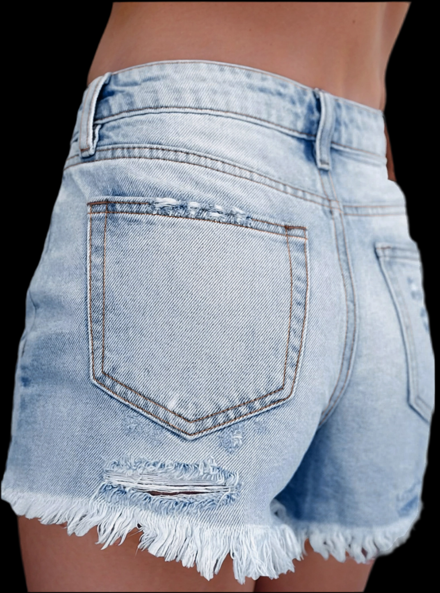 Distressed Ripped Raw Hem High Waist Denim Shorts