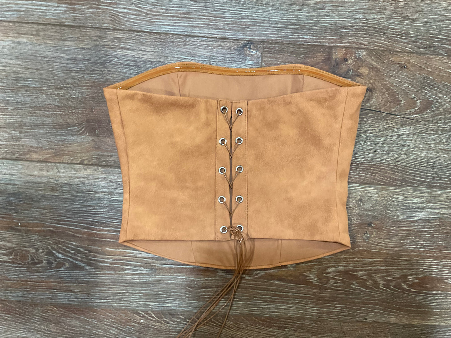 Beckee Vegan Leather Embroidered Western Corset Top