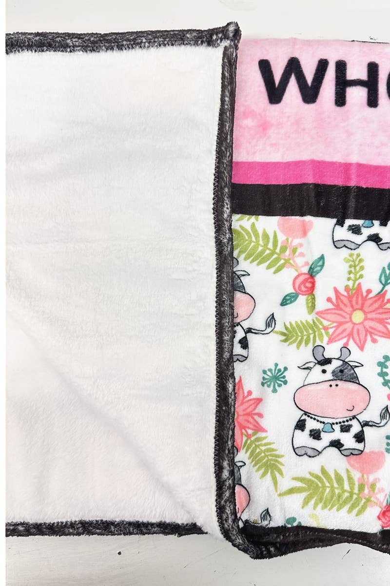 COW PRINT FLANNEL BLANKET