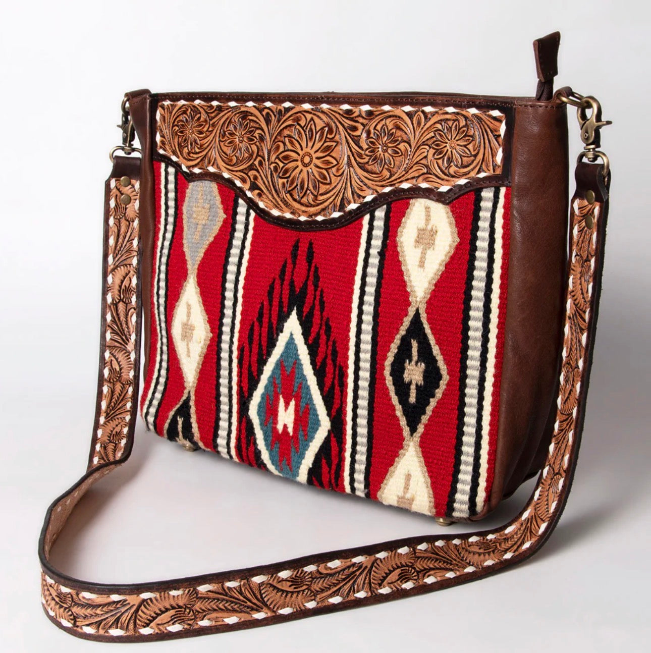 American Darling Tooled Leather & Serape Crossbody