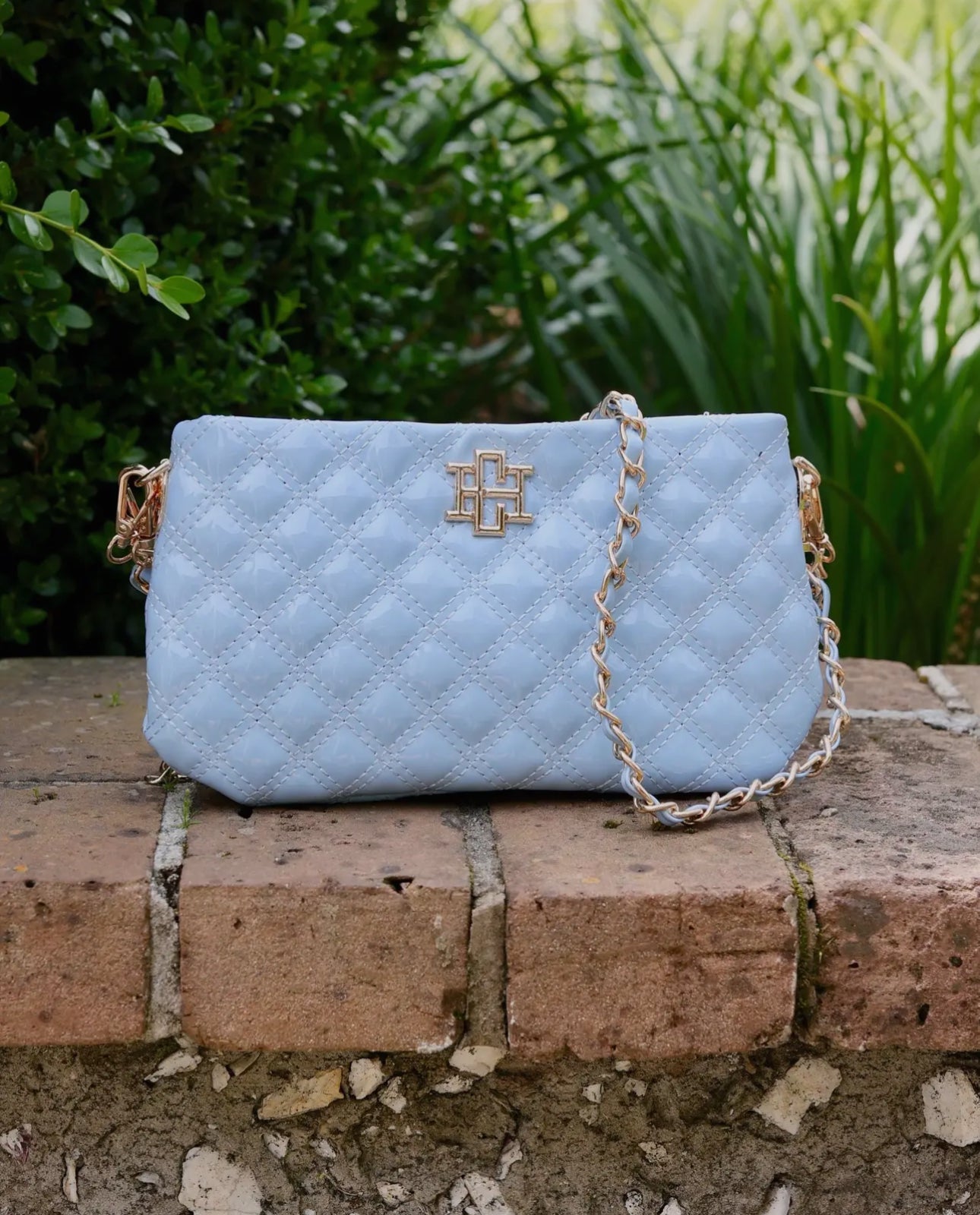 Caroline Hill Livi Crossbody Light Blue Patent
