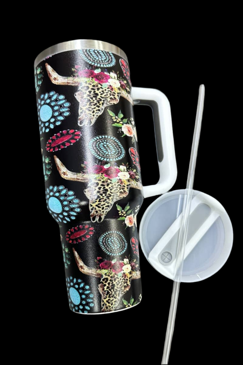 WESTERN LONGHORN STAINLESS STEEL TUMBLERS CUP 40oz