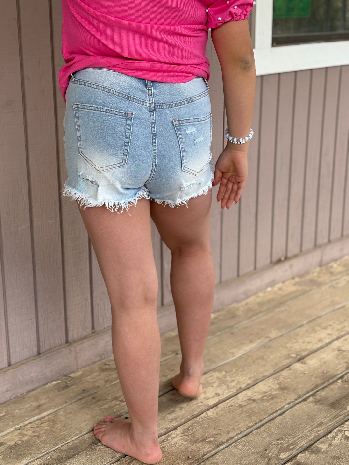 Distressed Ripped Raw Hem High Waist Denim Shorts