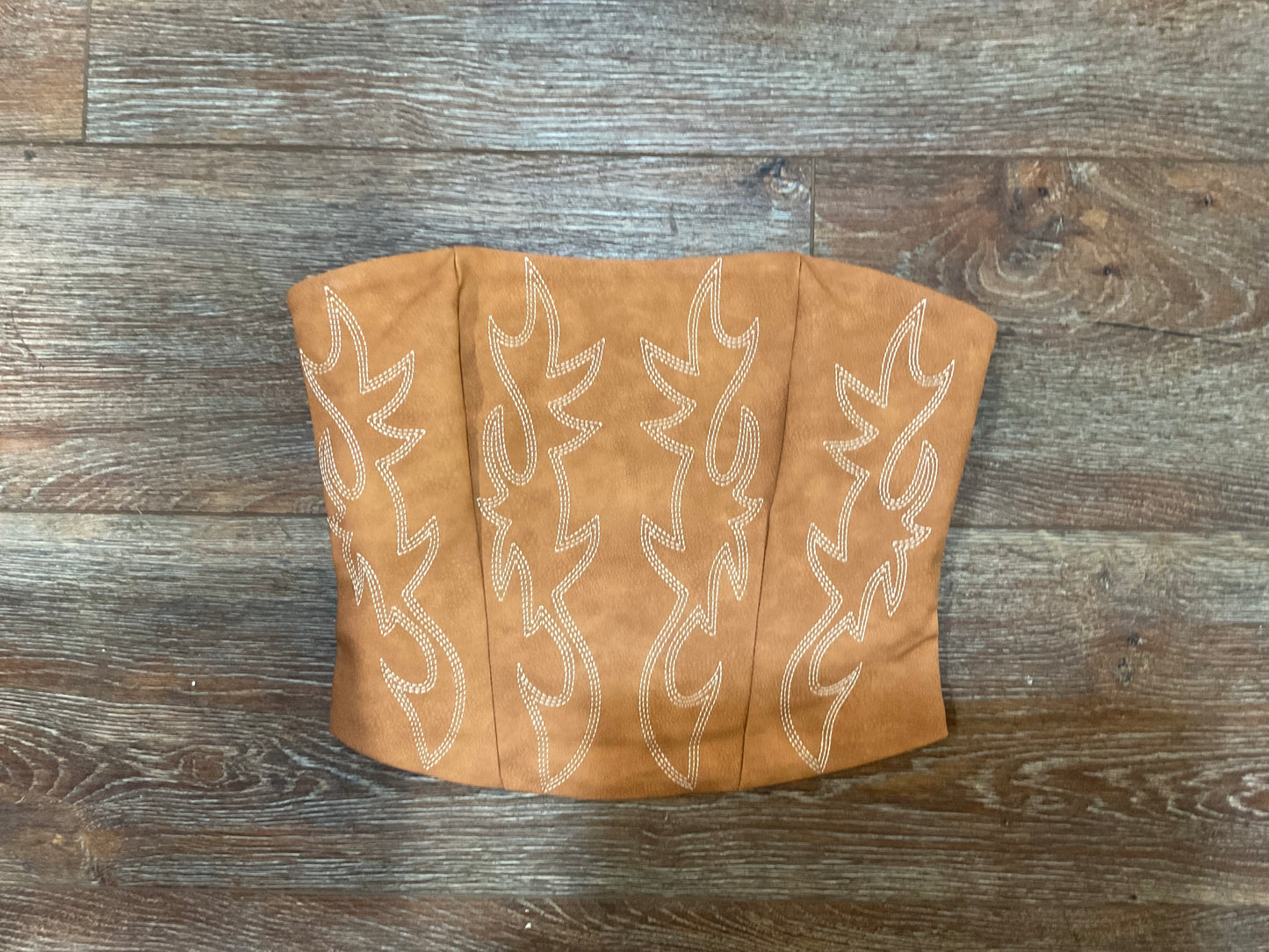 Beckee Vegan Leather Embroidered Western Corset Top