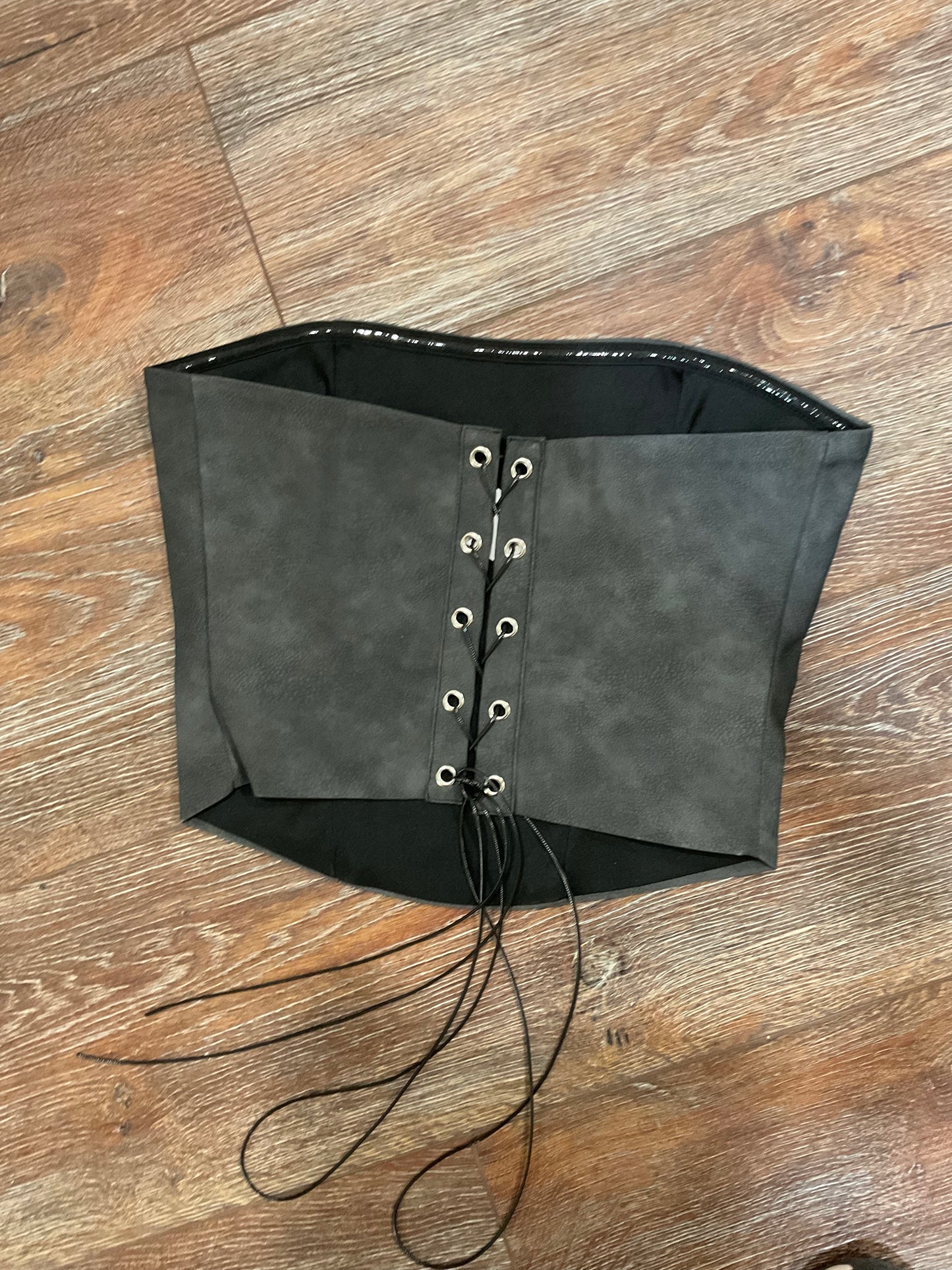 Beckee Vegan Leather Embroidered Western Corsert Top