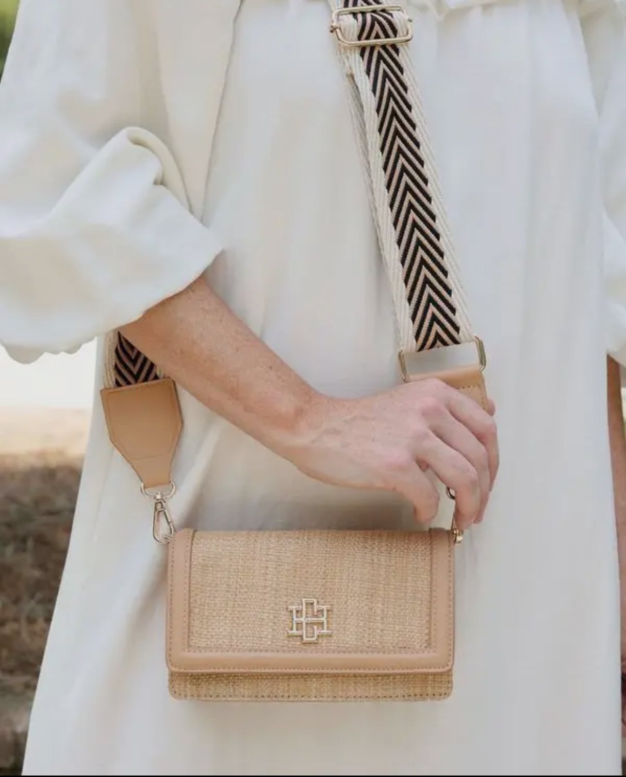 Caroline Hill Maverick Crossbody with Pocket Natural Tan