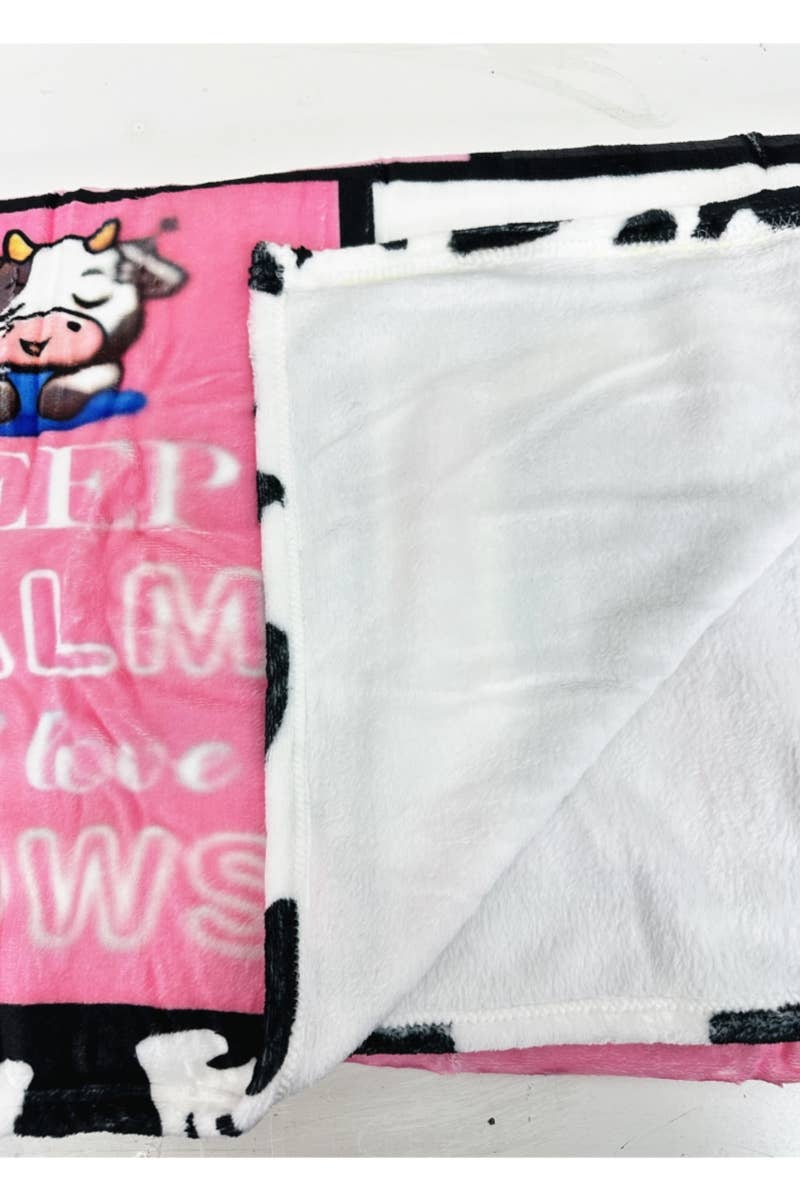 COW PRINT FLANNEL BLANKET