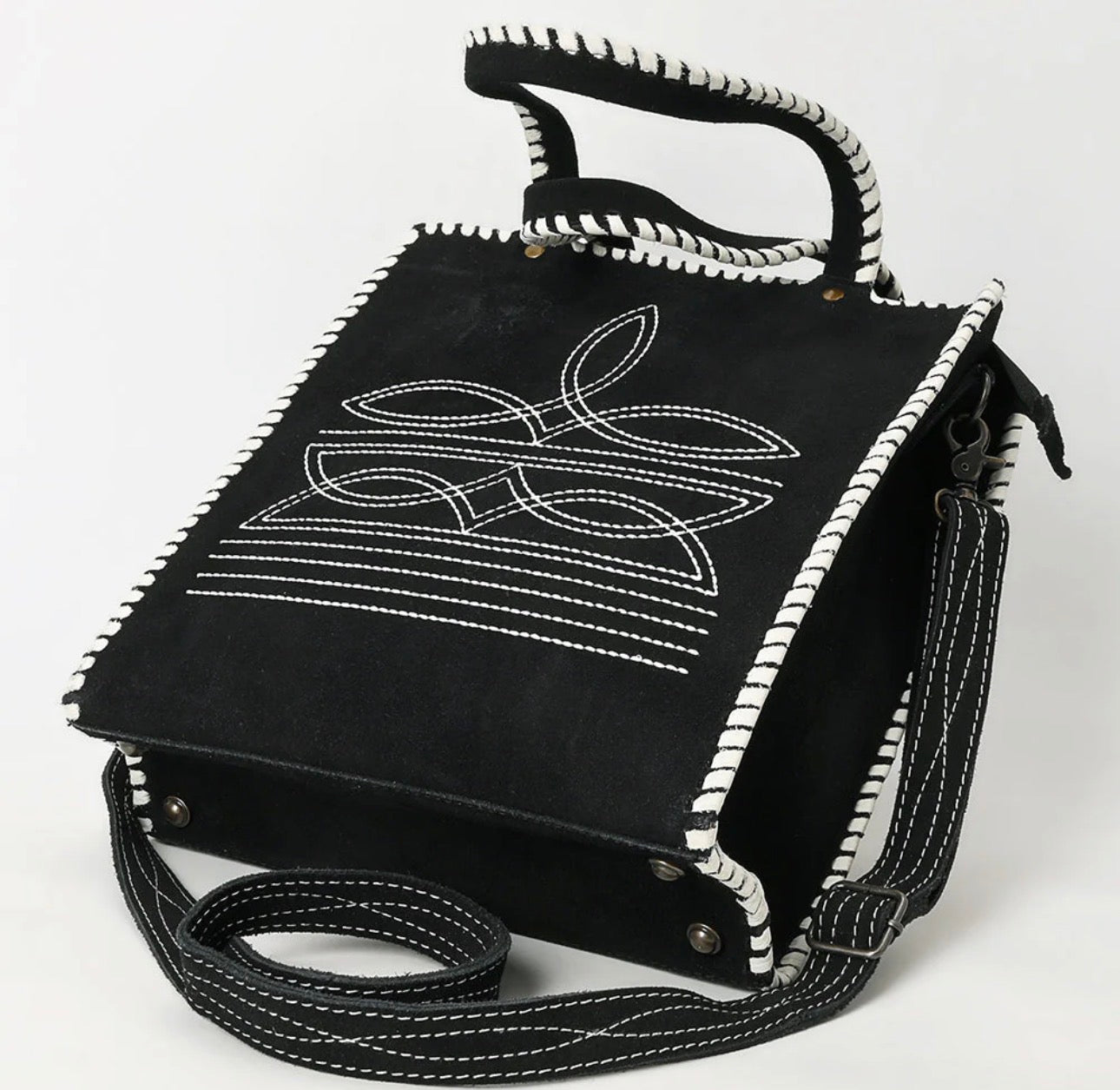 American Darling Black Whipstitch Crossbody