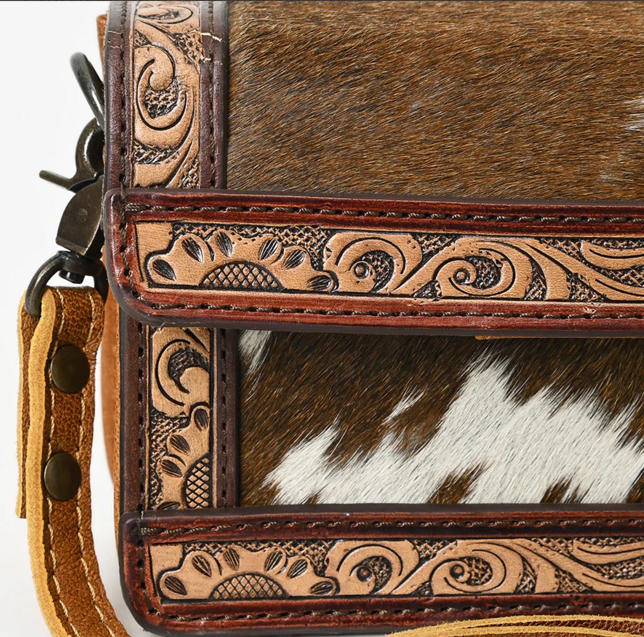 American Darling Tooled Leather & Cowhide Crossbody