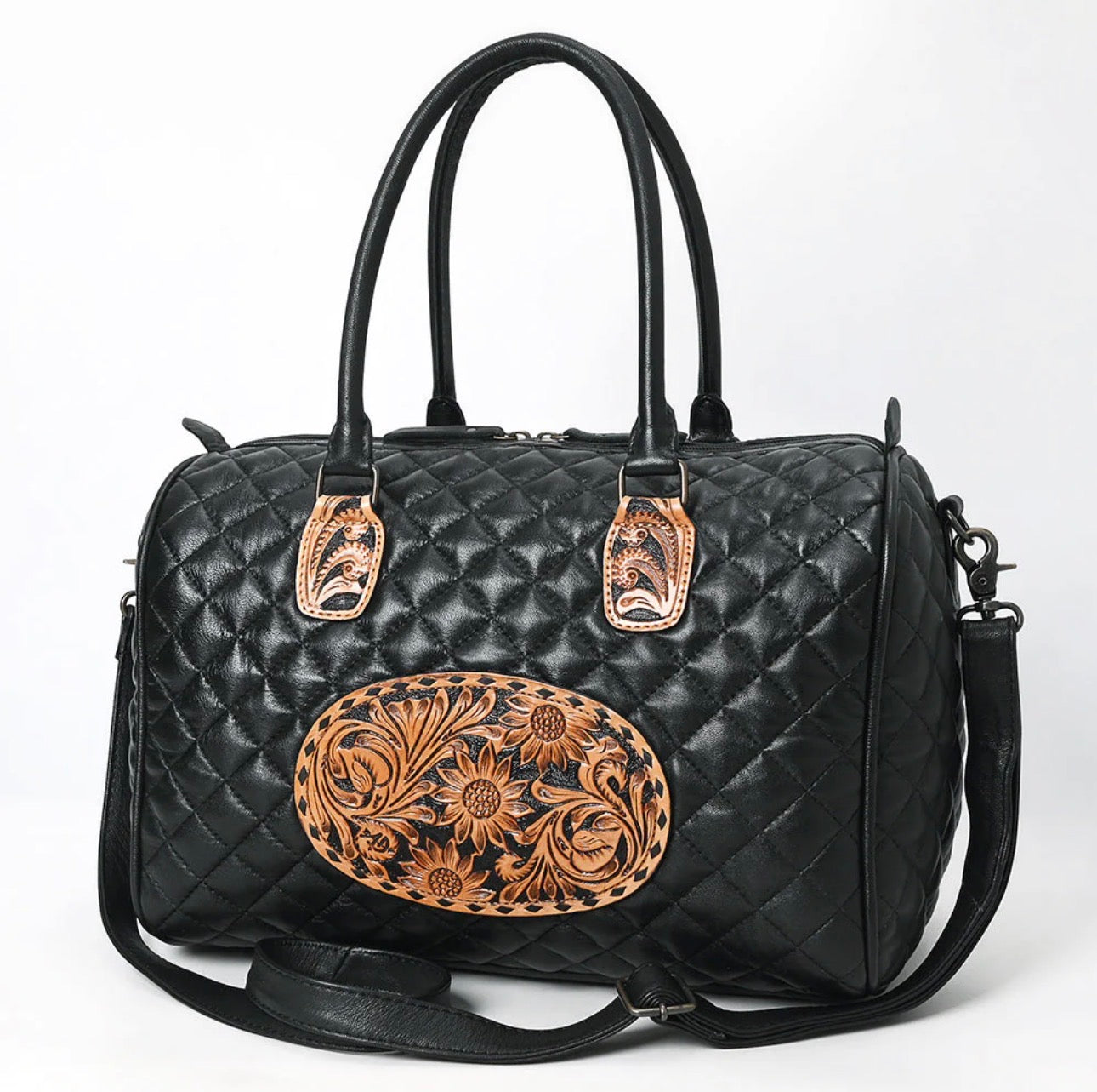 American Darling Quilted Tooled Leather Speedy Bag