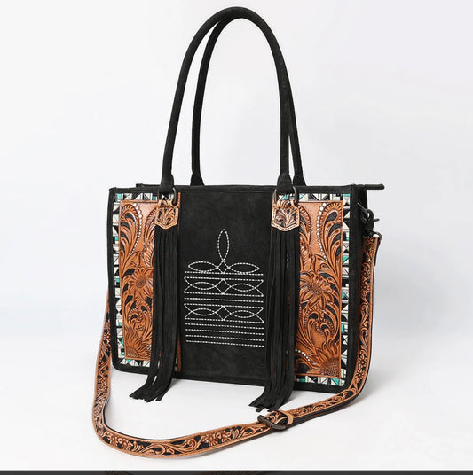American Darling Tooled Fringe Tote