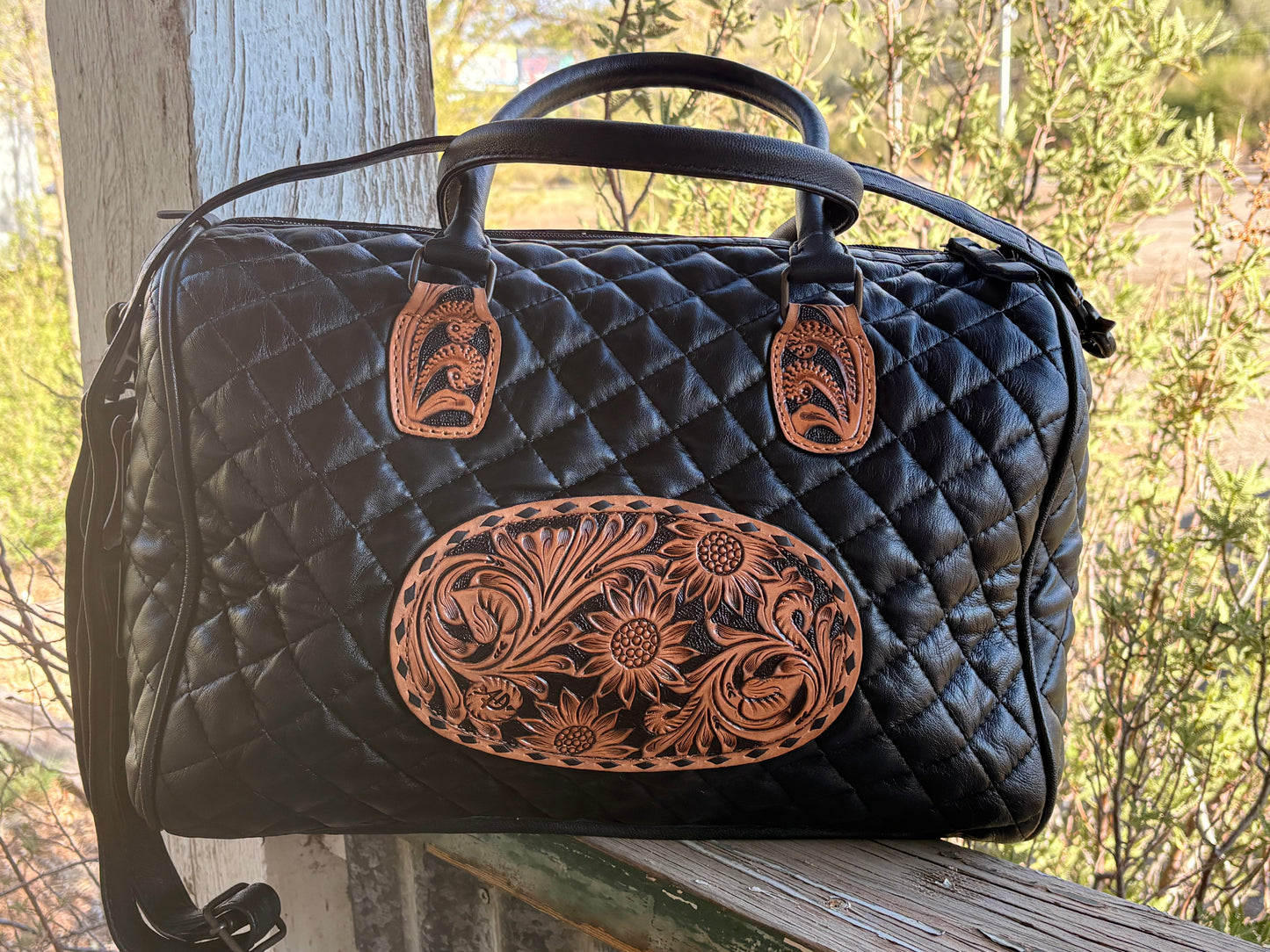 American Darling Quilted Tooled Leather Speedy Bag