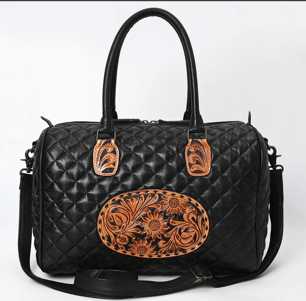 American Darling Quilted Tooled Leather Speedy Bag