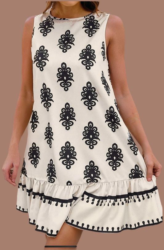 Geometric Sleeveless Hollowed Bowknot Back Mini