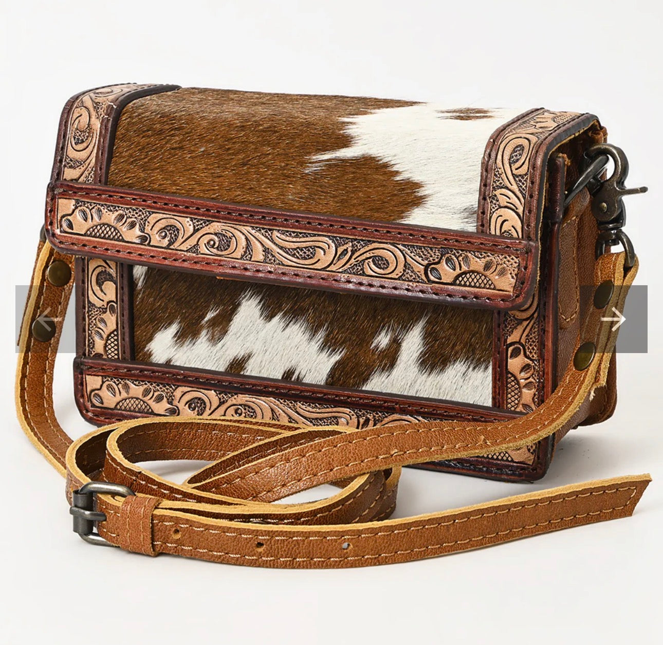 American Darling Tooled Leather & Cowhide Crossbody