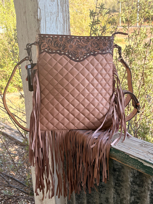 American Darling Quilted Fringe Crossbody