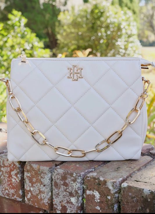 Caroline Hill Ariana Crossbody Cream Quilted Ld