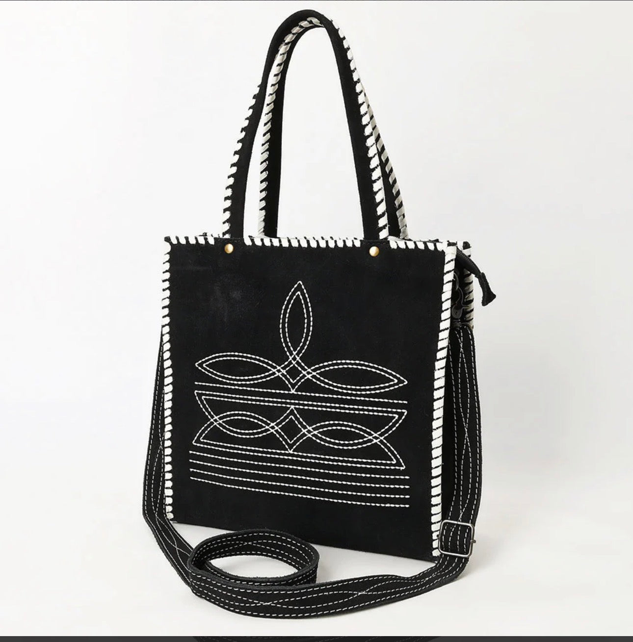 American Darling Black Whipstitch Crossbody