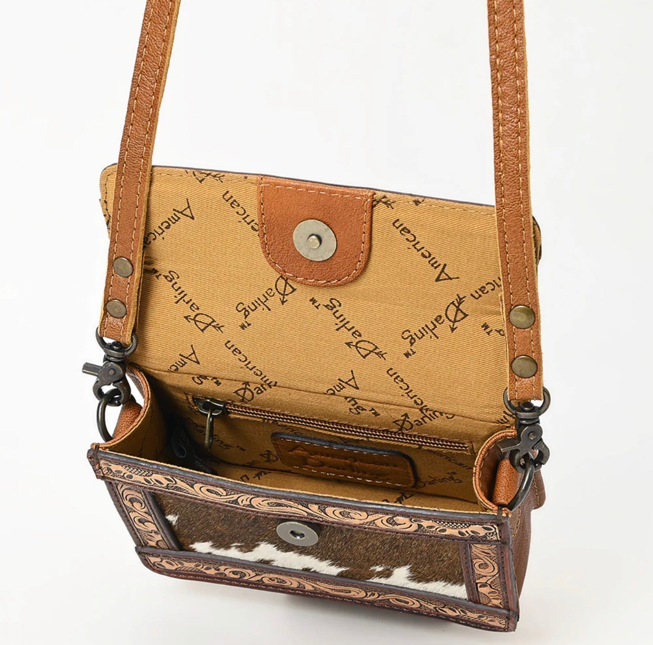 American Darling Tooled Leather & Cowhide Crossbody