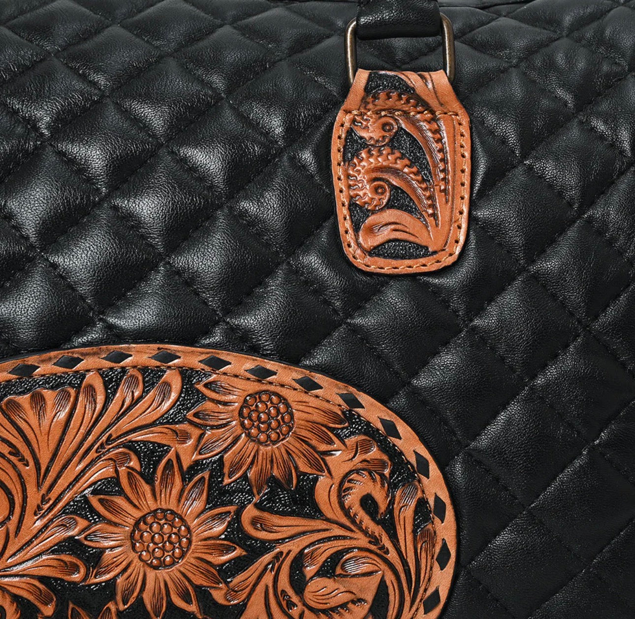 American Darling Quilted Tooled Leather Speedy Bag