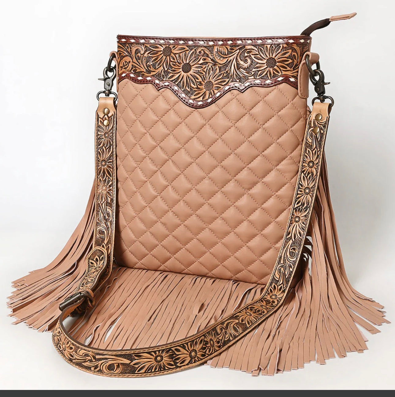 American Darling Quilted Fringe Crossbody