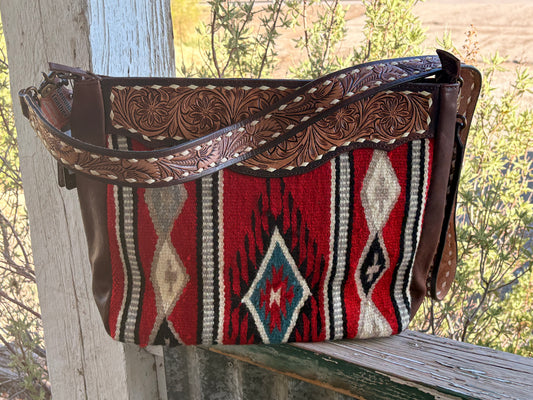 American Darling Tooled Leather & Serape Crossbody
