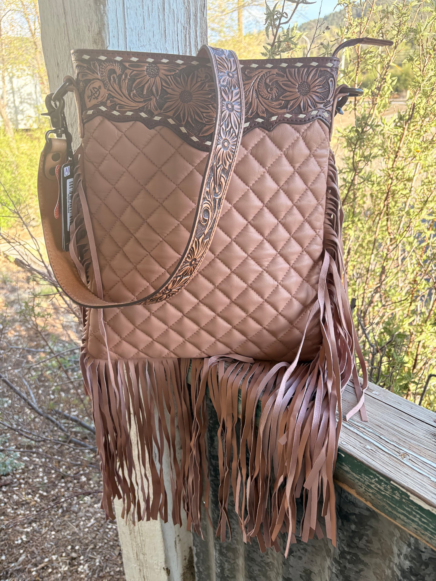 American Darling Quilted Fringe Crossbody