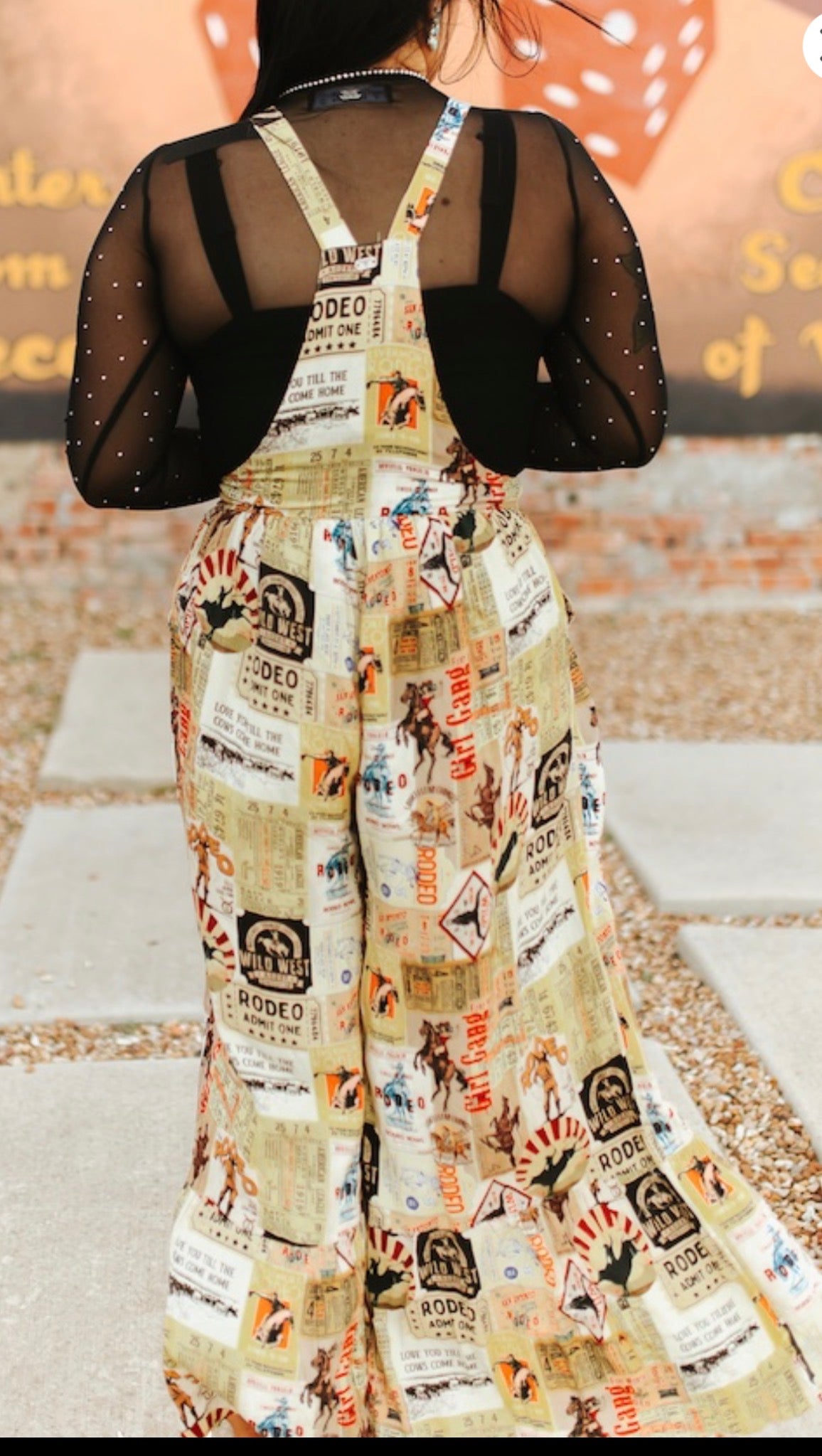 Vintage Rodeo Print Wide-Leg Jumpsuit