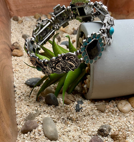 Desert Turquoise Concho Stretch Bracelet
