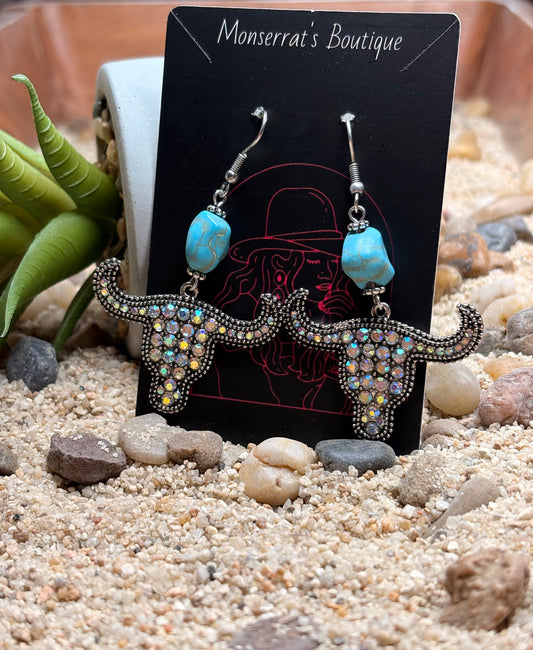 Midnight Rodeo Longhorn Earrings