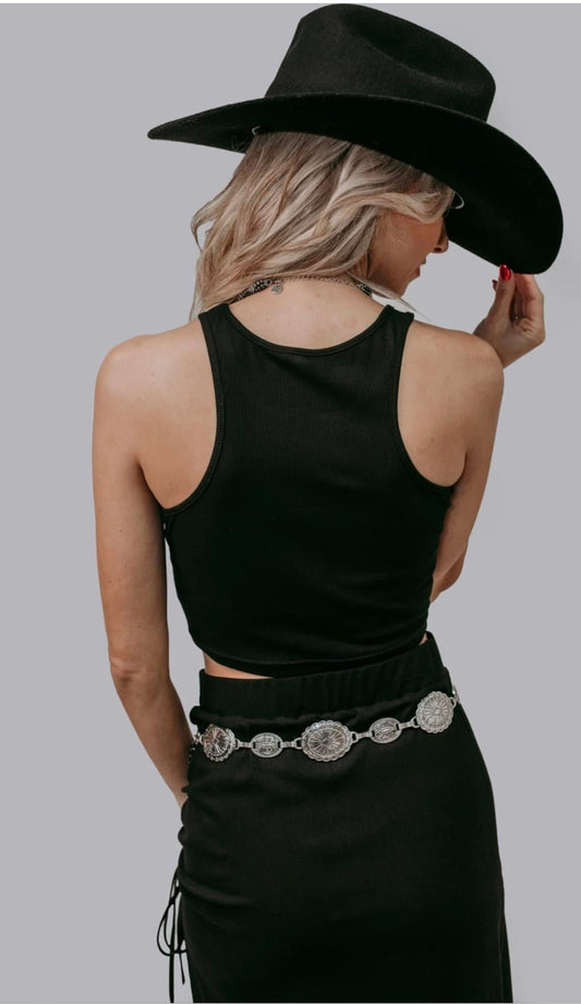 Two Piece Black Skirt Set
