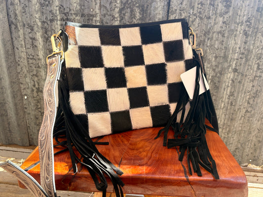 Rodeo Squared Cowhide Checkered Conceal Carry Purse