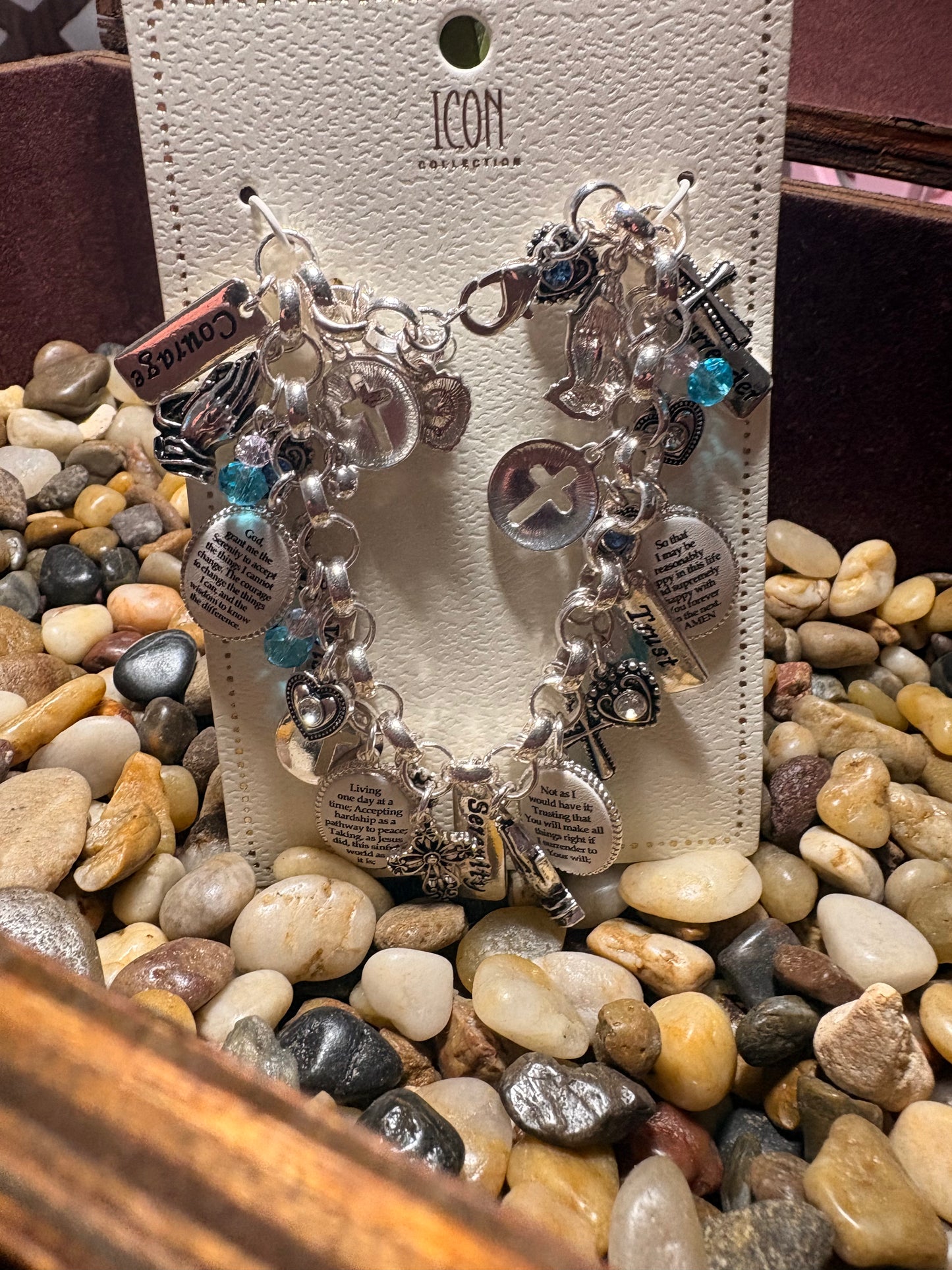 Religious Multi Charm Link Bracelet