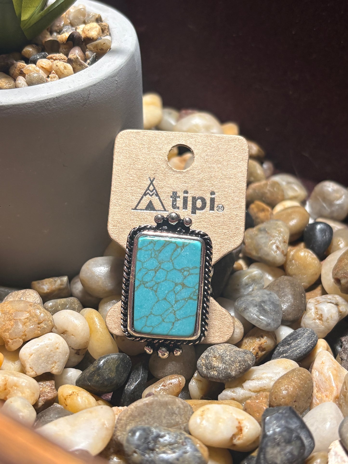 Rectangle Turquoise Stone Cuff Ring